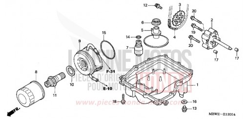 CARTER D'HUILE/POMPE A HUILE CBR600F4 de 2004